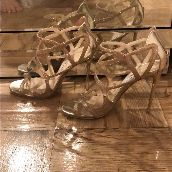 Jimmy Choo Rose Gold Glitter Sandal - Picture 3 of 8